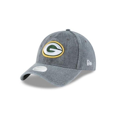 Grey Green Bay Packers Hat - New Era NFL Faded Denim 9TWENTY Adjustable Caps USA3819652